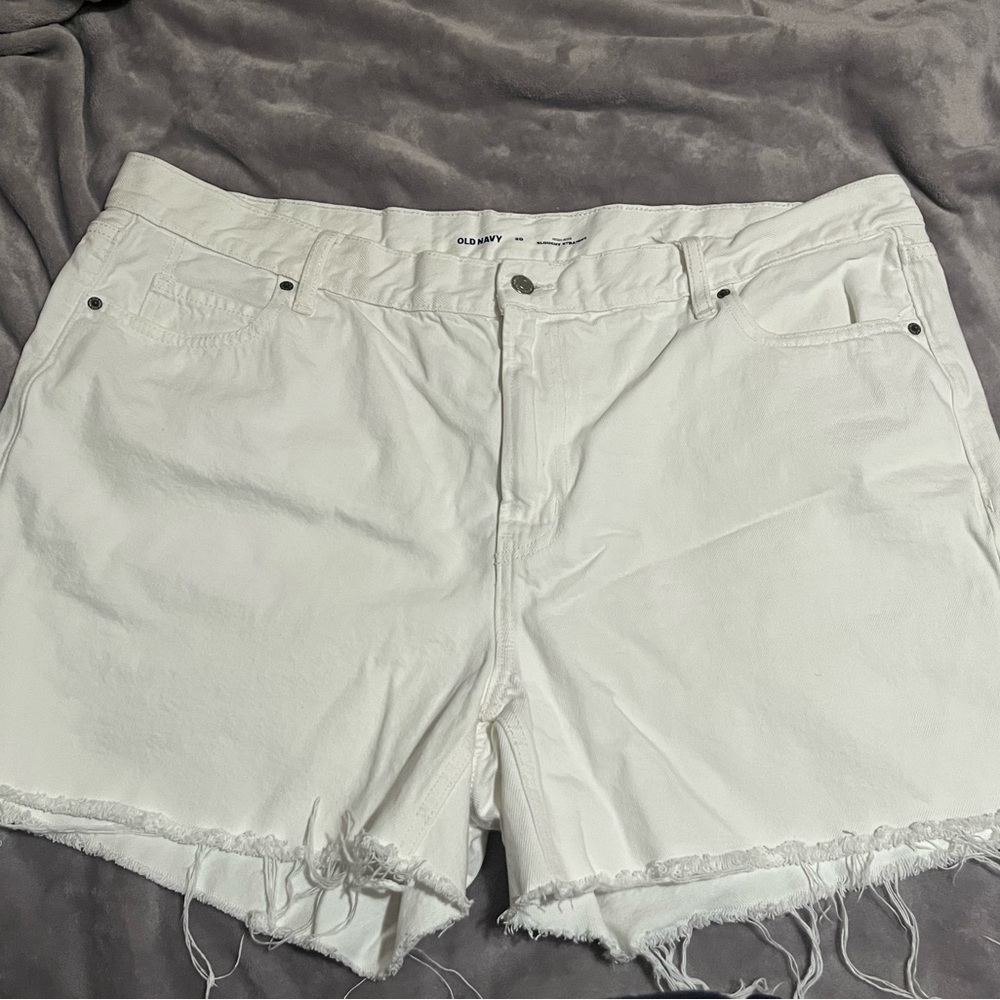 Old Navy White Jean Shorts Frayed Hem